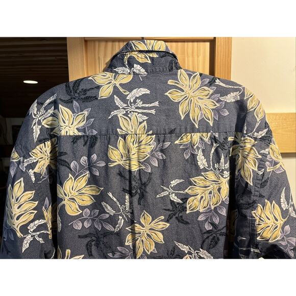 Campia Moda Men’s L Blue Floral Short Sleeve Button Down Cotton Hawaiian Shirt - Picture 10 of 12